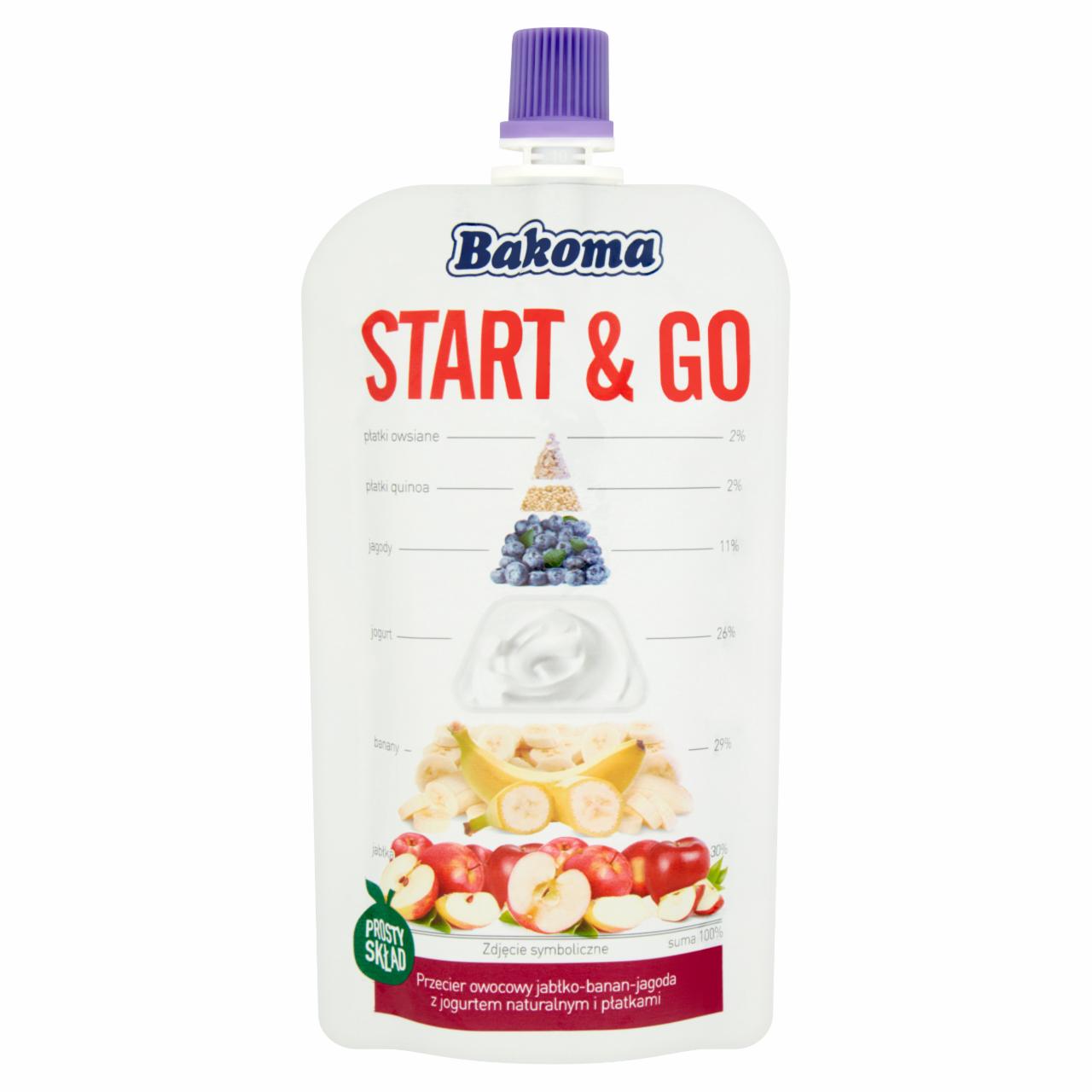 Zdjęcia - Bakoma Start & Go Przecier owocowy jabłko-banan-jagoda 120 g