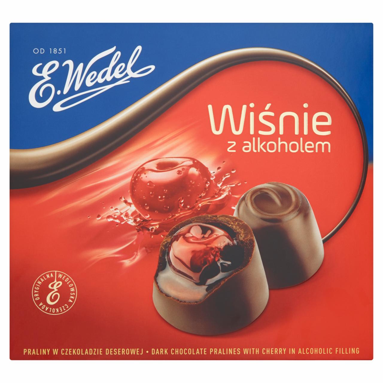 Zdjęcia - E. Wedel Wiśnie z alkoholem Praliny w czekoladzie deserowej 141 g