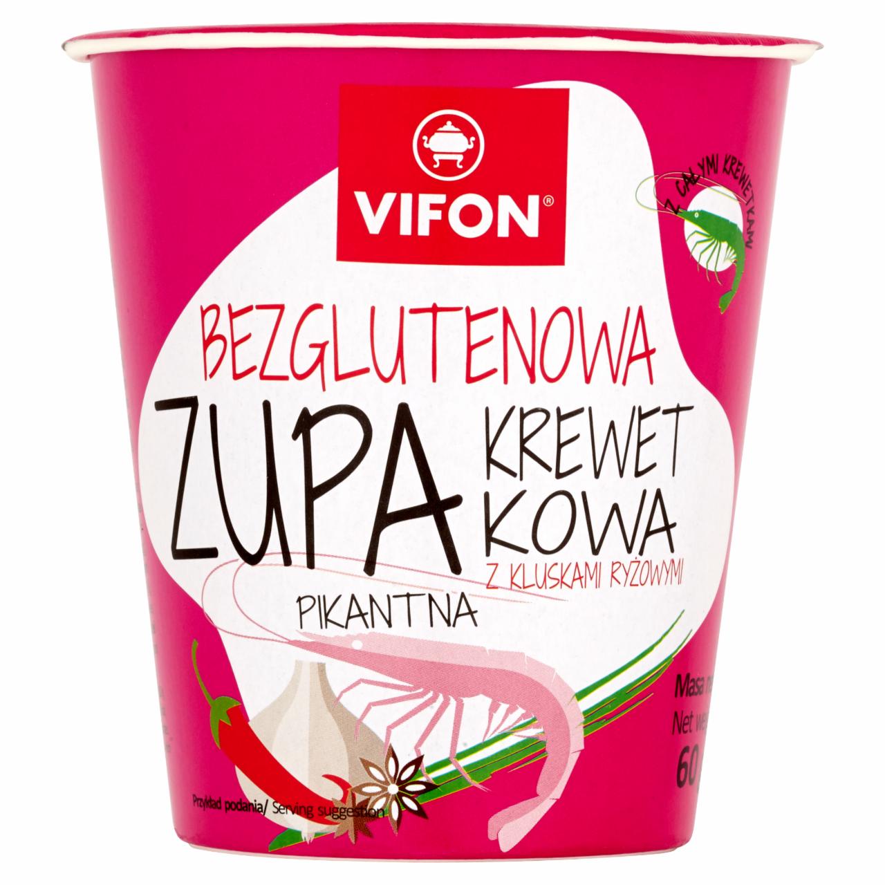 Zdjęcia - Vifon Bezglutenowa zupa krewetkowa z kluskami ryżowymi pikantna 60 g