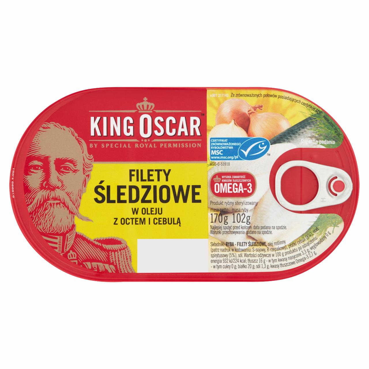 Zdjęcia - King Oscar Filety śledziowe w oleju z octem i cebulą 170 g