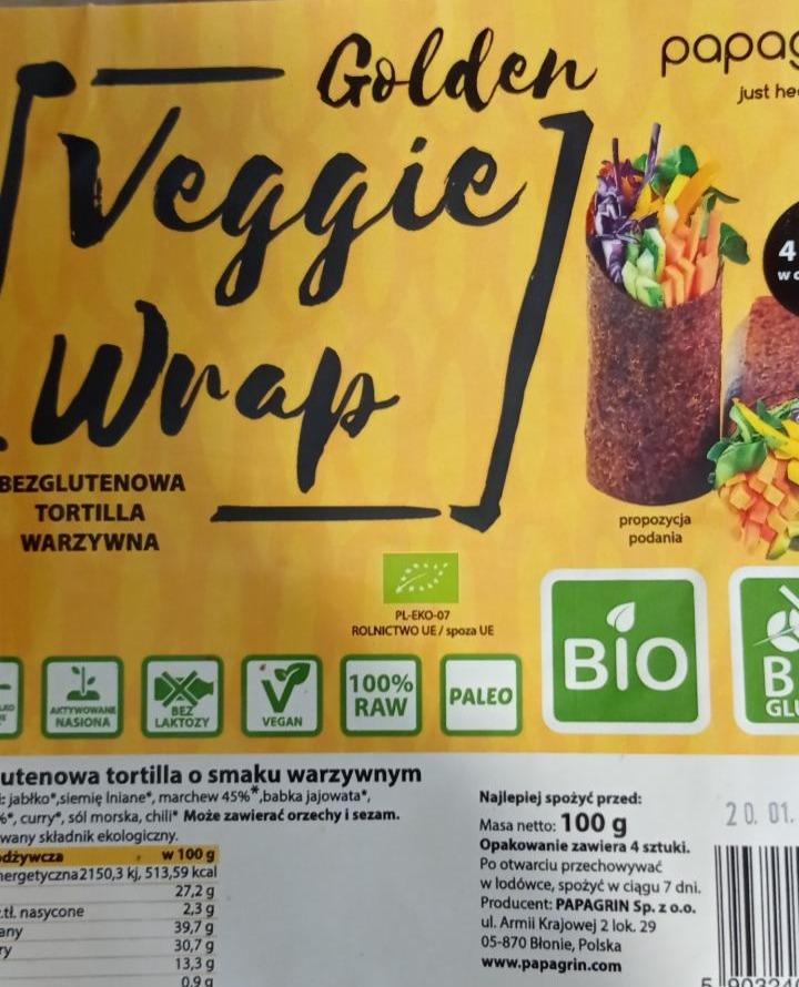Zdjęcia - Golden veggie wrap tortilla warzywna papagrin