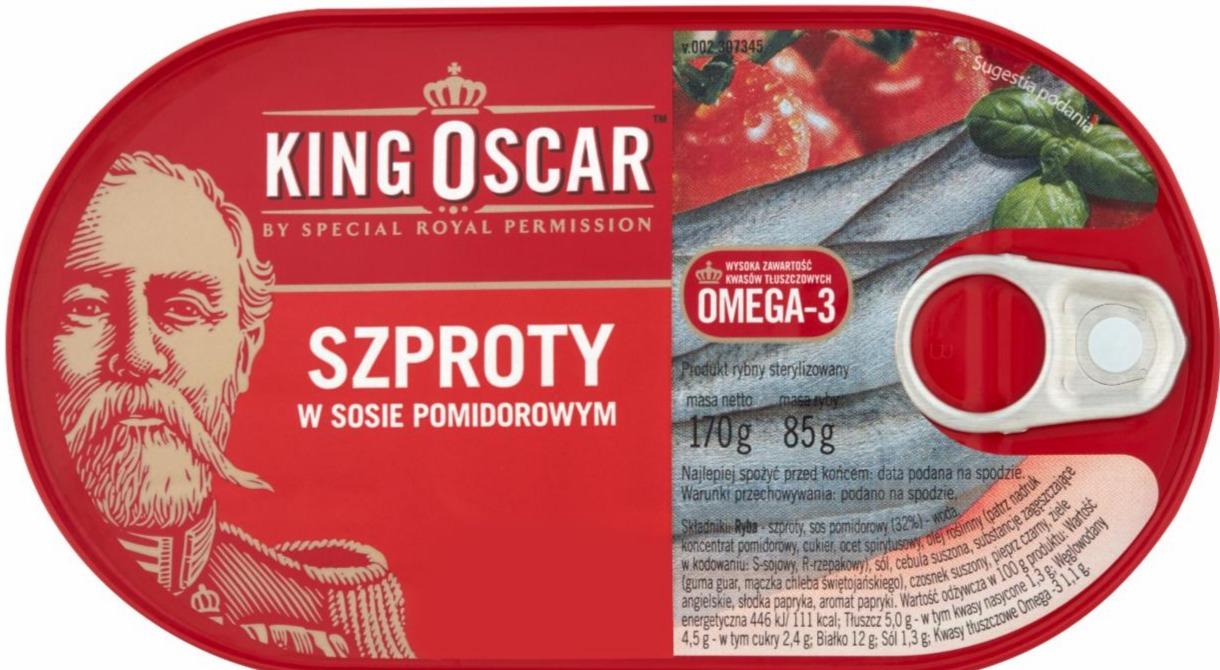 Zdjęcia - King Oscar Szproty w sosie pomidorowym 170 g