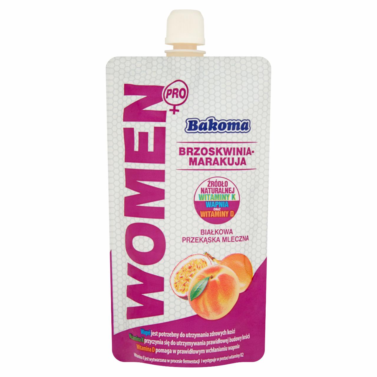 Zdjęcia - Bakoma Women Pro Białkowa przekąska mleczna brzoskwinia-marakuja 120 g