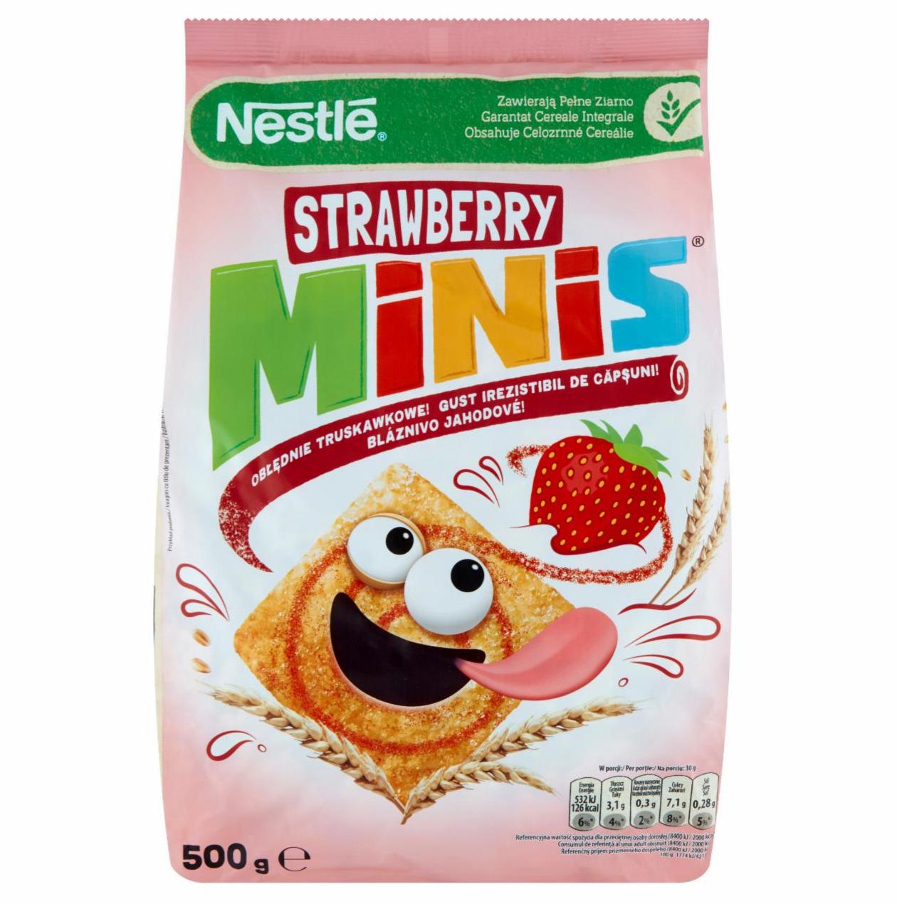 Zdjęcia - Nestlé Strawberry Minis Zbożowe kwadraciki o smaku truskawkowym 500 g