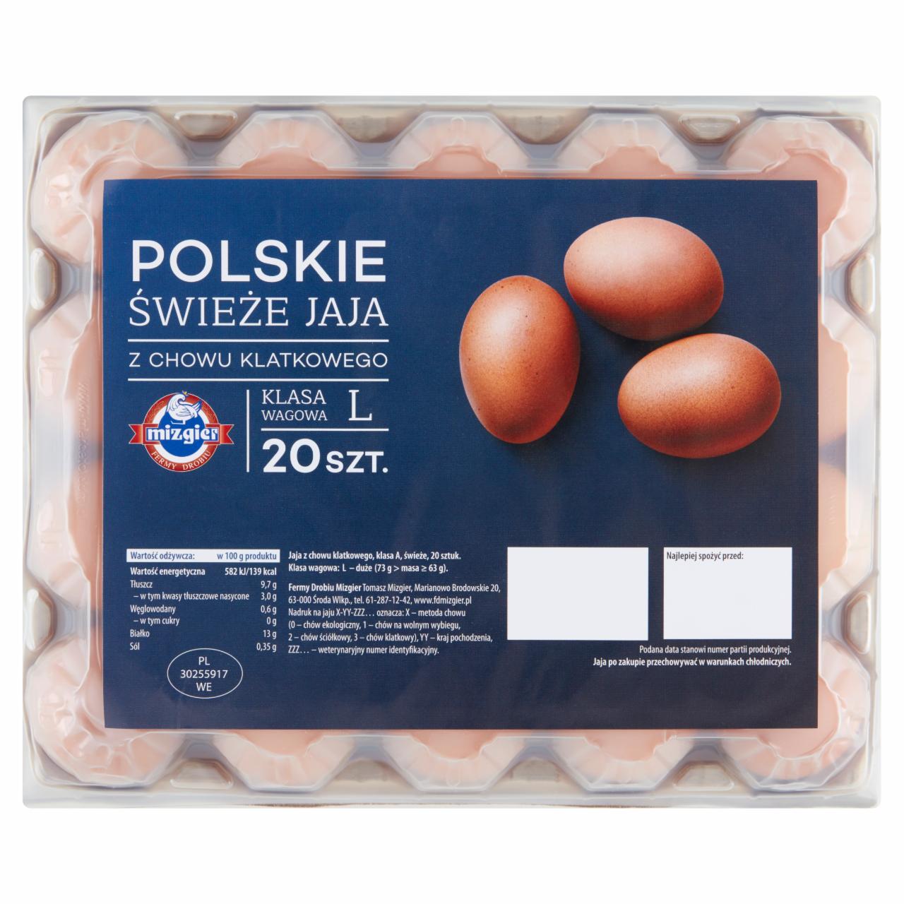 Zdjęcia - Mizgier Polskie świeże jaja z chowu klatkowego L 20 sztuk