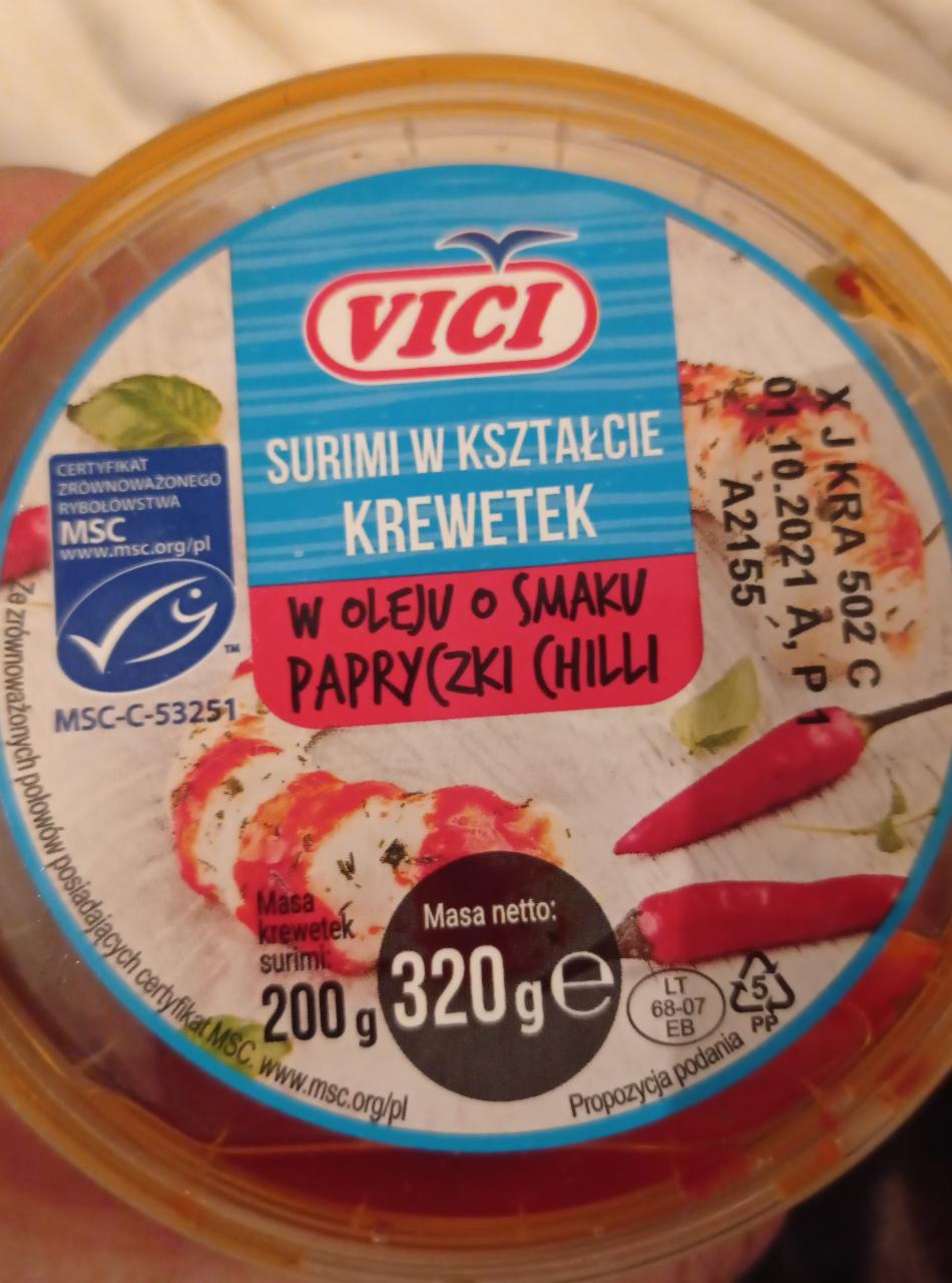Zdjęcia - Vici Przysmak surimi o smaku krewetki w oleju z chili 320 g