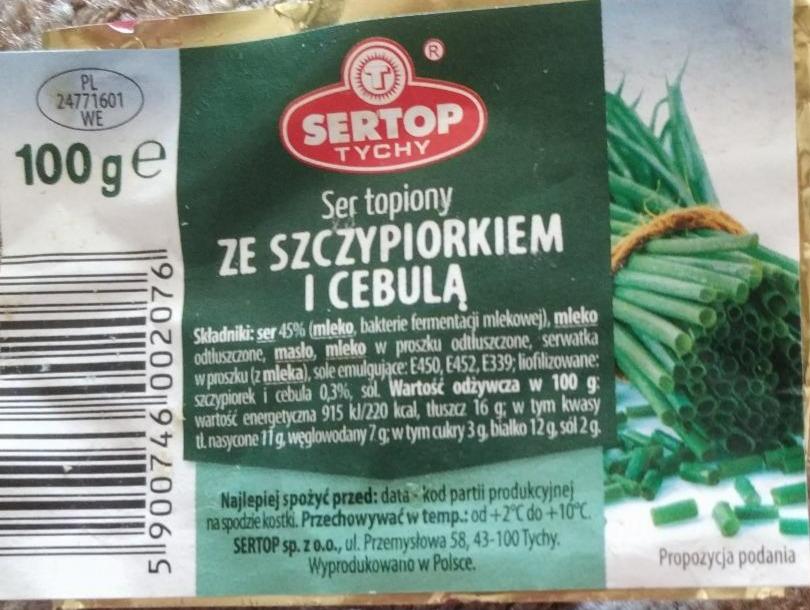 Zdjęcia - Sertop Tychy Ser topiony ze szczypiorkiem i cebulą 100 g