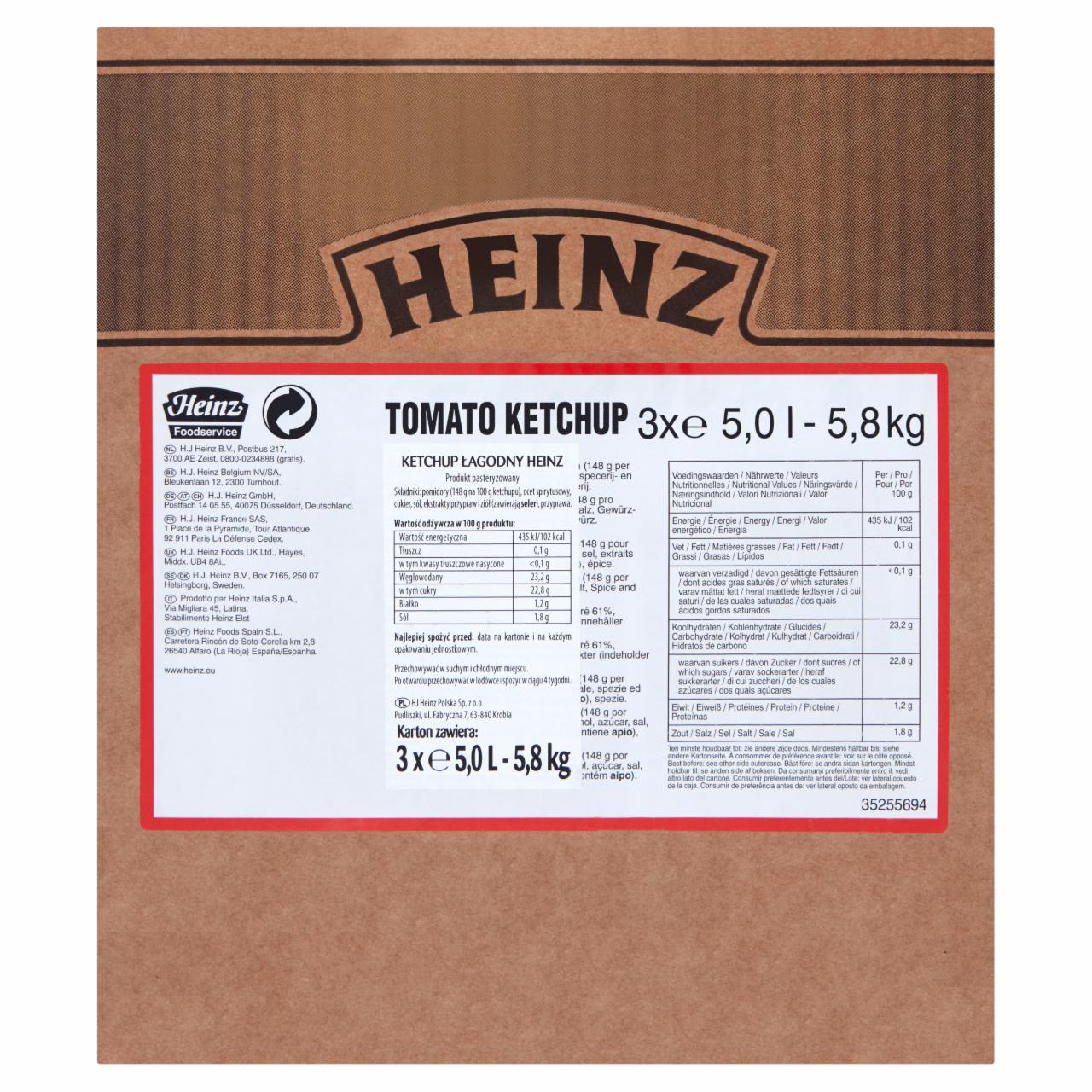 Zdjęcia - Heinz Foodservice Ketchup łagodny 5,8 kg