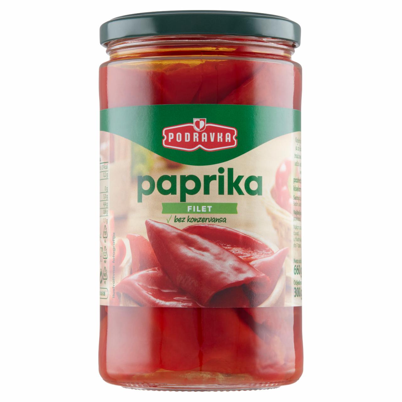 Zdjęcia - Podravka Czerwona papryka konserwowa ćwiartki 660 g