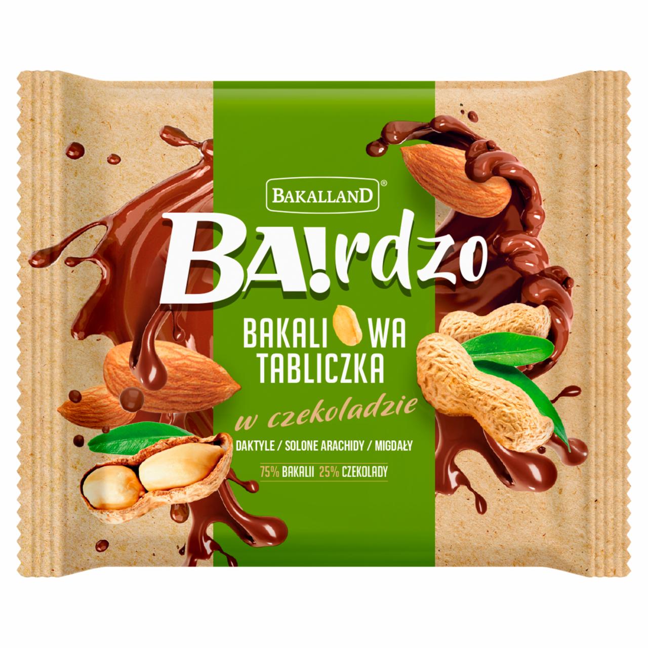 Zdjęcia - Bakalland Ba!rdzo Bakaliowa tabliczka w czekoladzie daktyle solone arachidy migdały 65 g