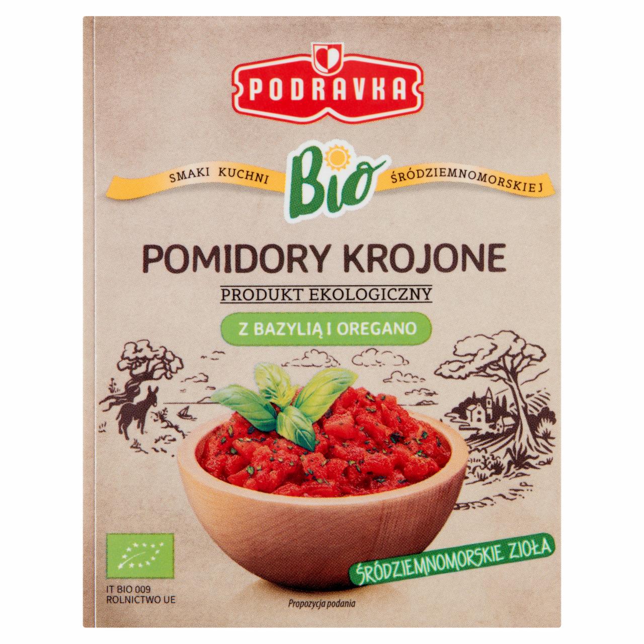 Zdjęcia - Podravka Bio Pomidory krojone z bazylią i oregano