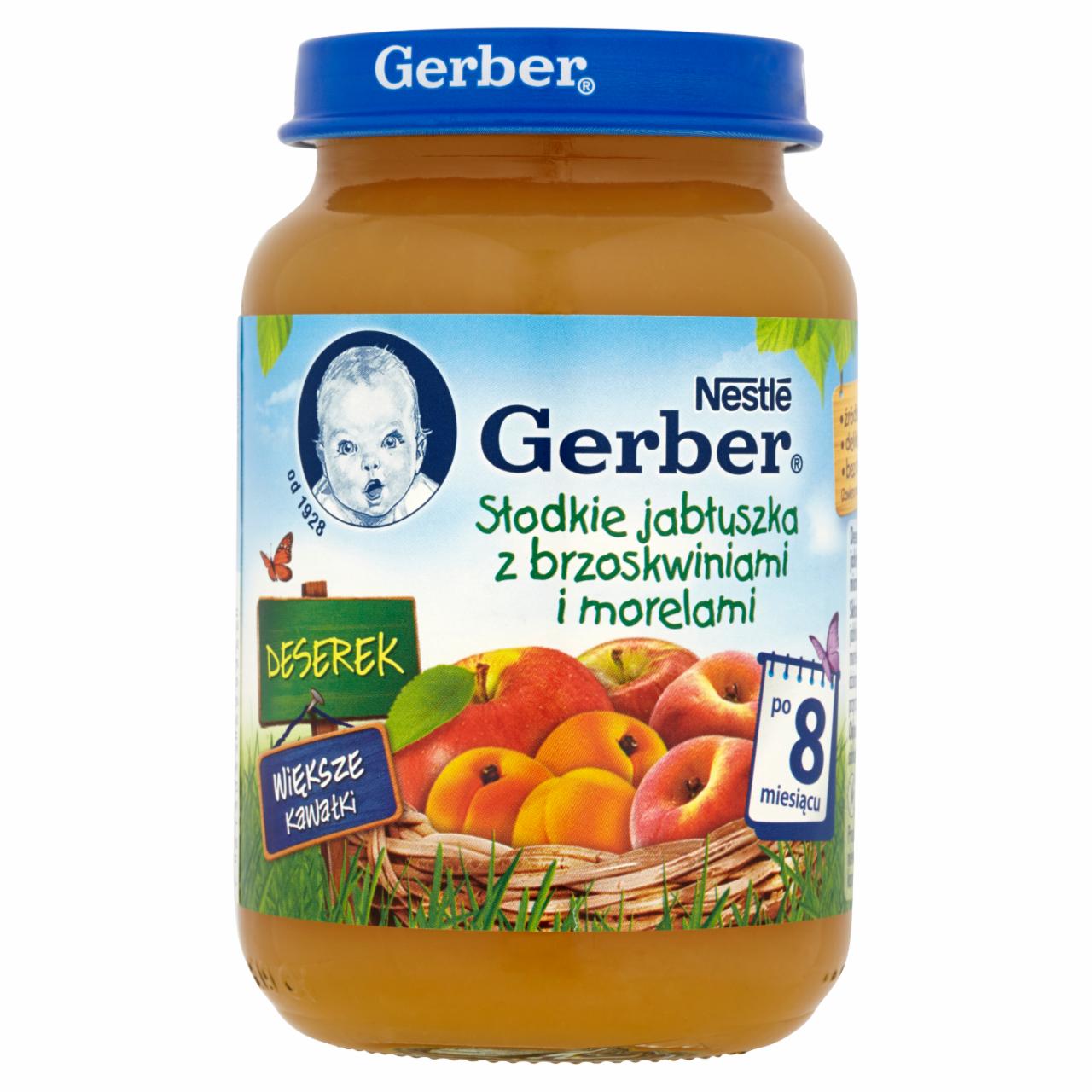 Zdjęcia - Gerber Deserek Słodkie jabłuszka z brzoskwiniami i morelami po 8 miesiącu 190 g