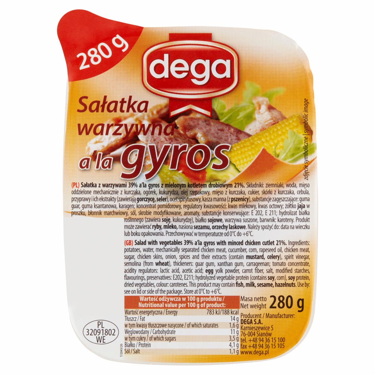 Zdjęcia - Dega Sałatka warzywna a'la gyros 280 g