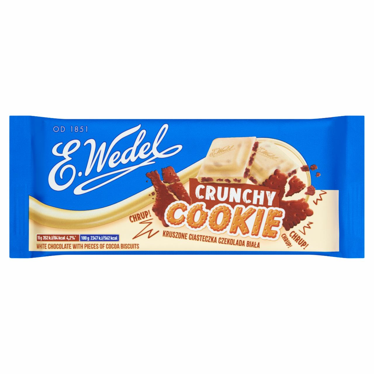 Zdjęcia - E. Wedel Crunchy Cookie Czekolada biała z ciasteczkami kakaowymi 90 g