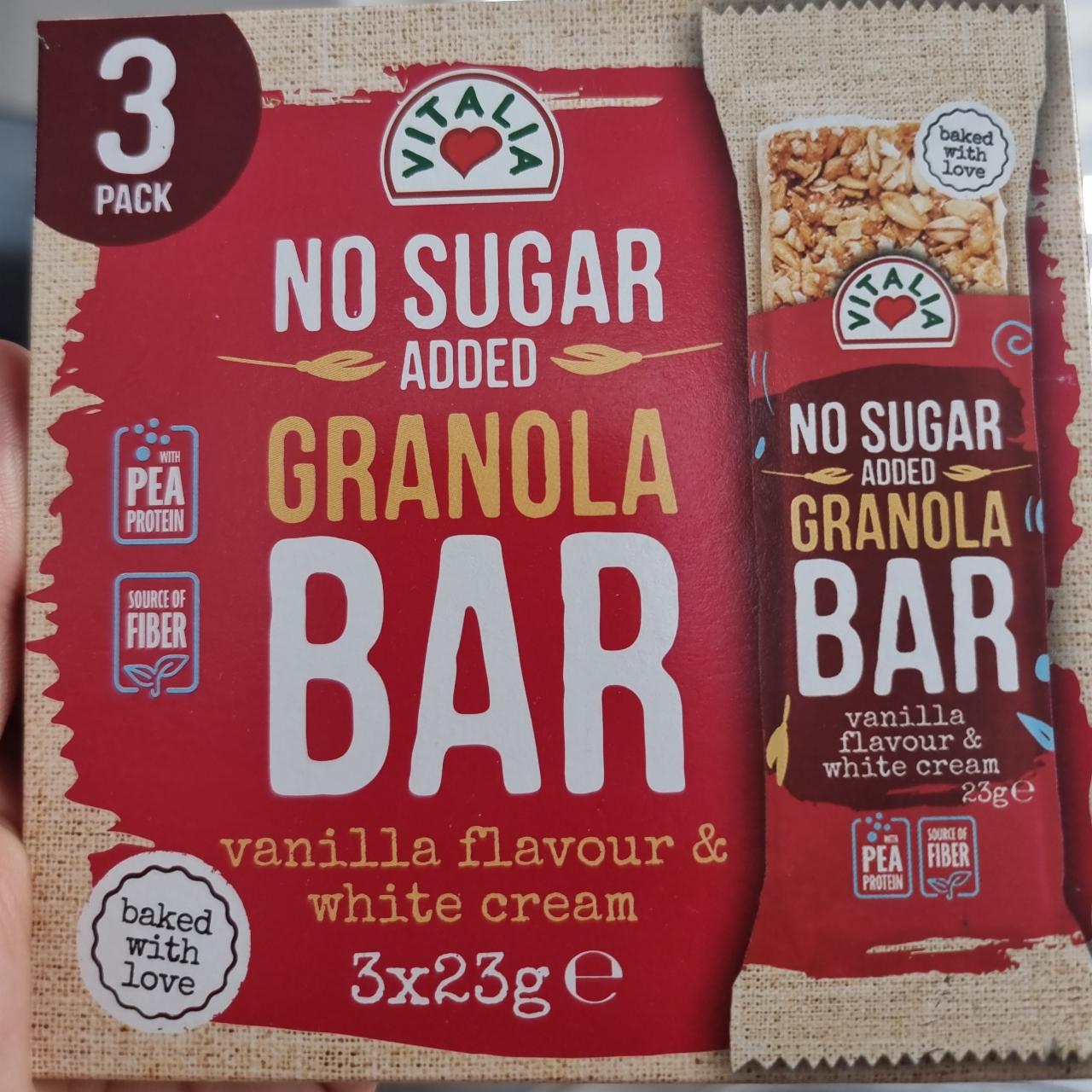 Zdjęcia - No sugar added Granola bar vanilla flavour & white cream Vitalia