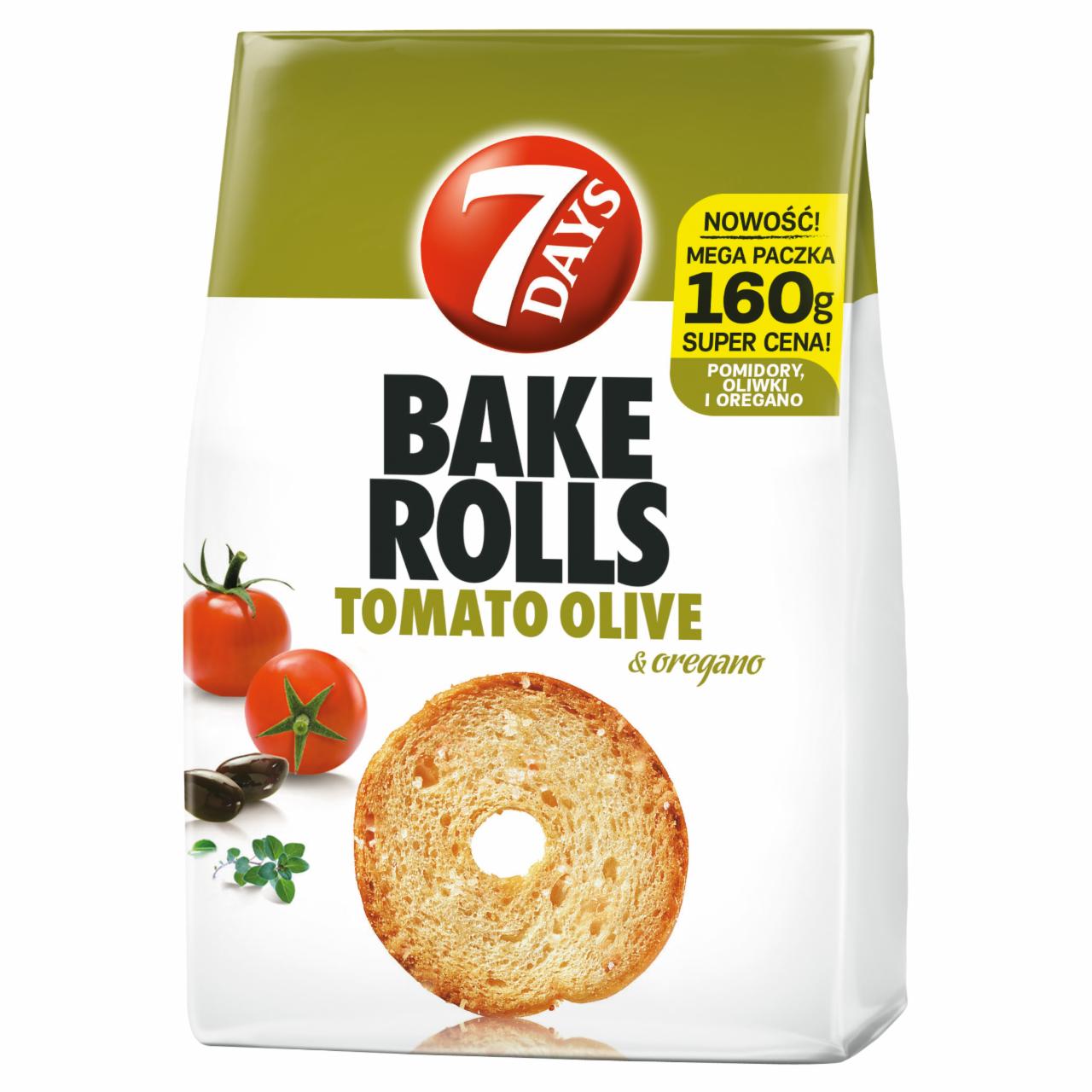 Zdjęcia - 7 Days Bake Rolls Chrupki chlebowe o smaku pomidorów oliwek i oregano 160 g
