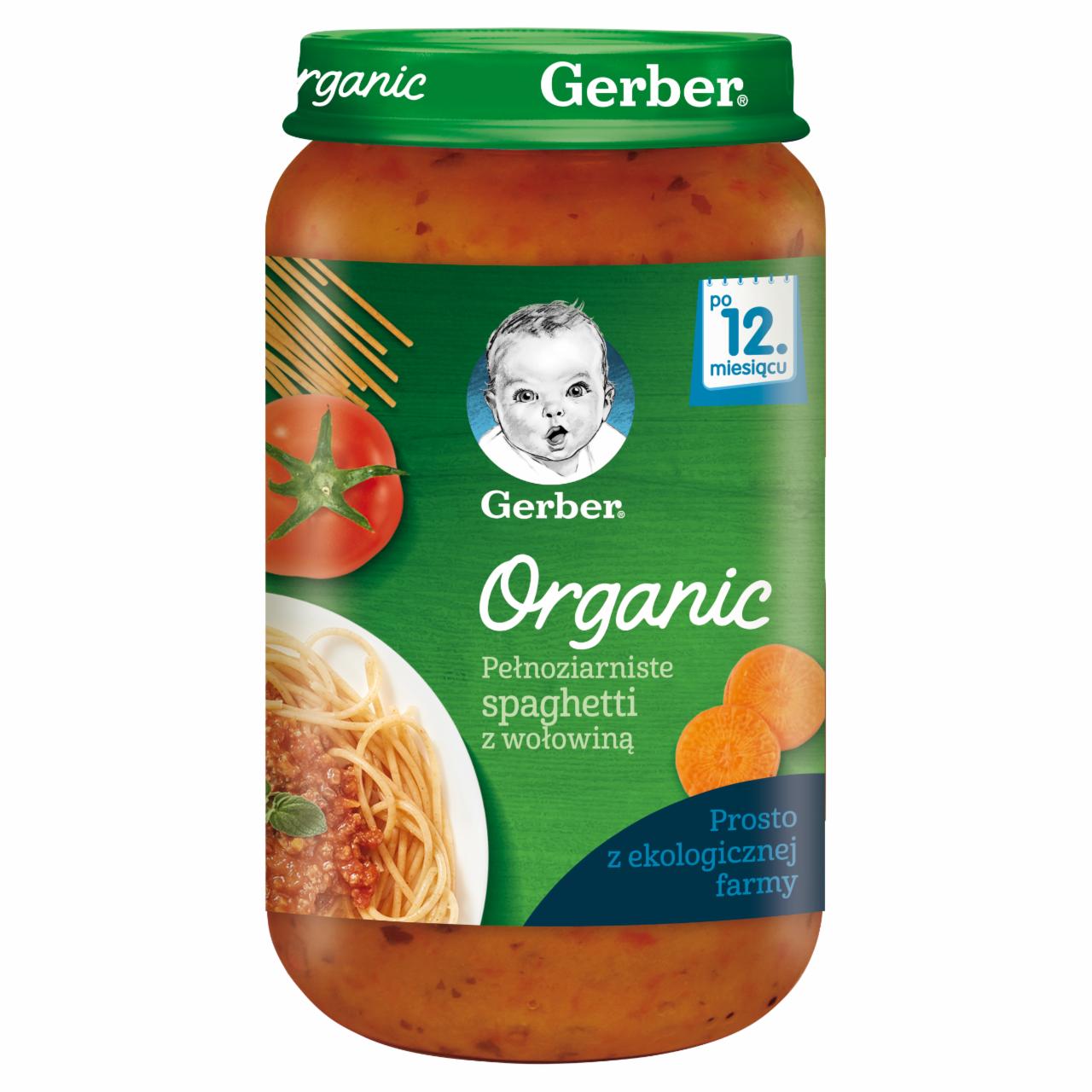 Zdjęcia - Gerber Organic Pełnoziarniste spaghetti z wołowiną dla dzieci po 12. miesiącu 250 g