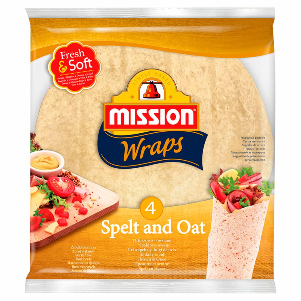 Zdjęcia - Mission Wraps Tortille z mąki pszennej orkiszowo-owsiane 245 g (4 sztuki)