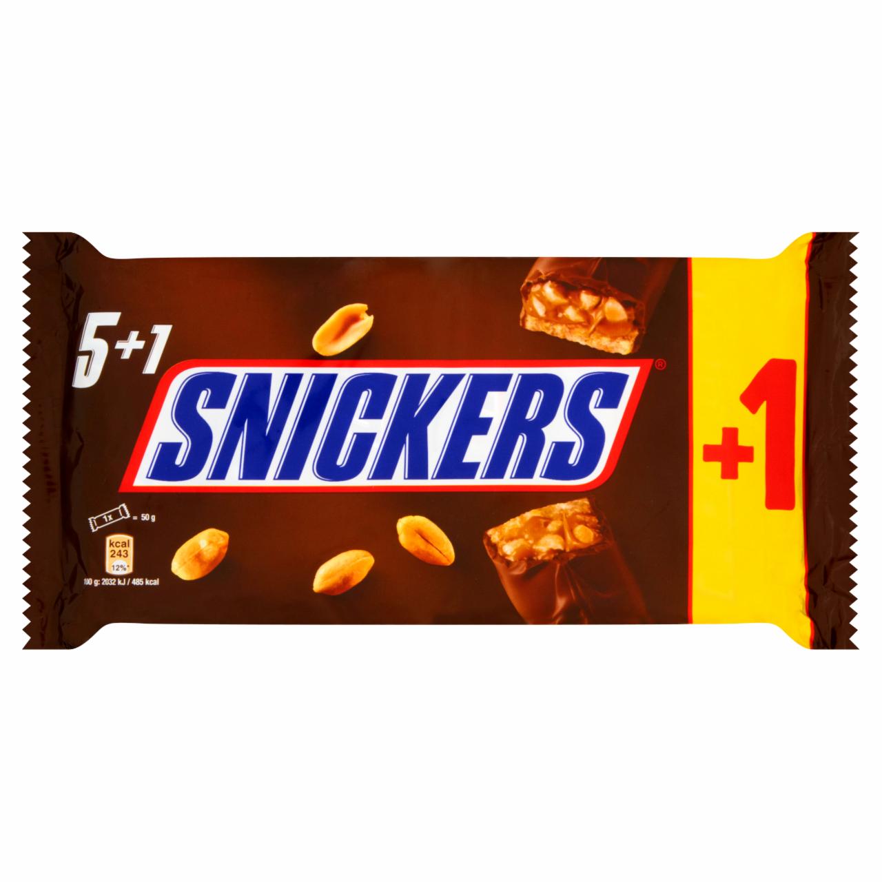 Zdjęcia - Snickers Baton z nugatowym nadzieniem i orzeszkami ziemnymi w karmelu i czekoladzie 300 g (6 sztuk)