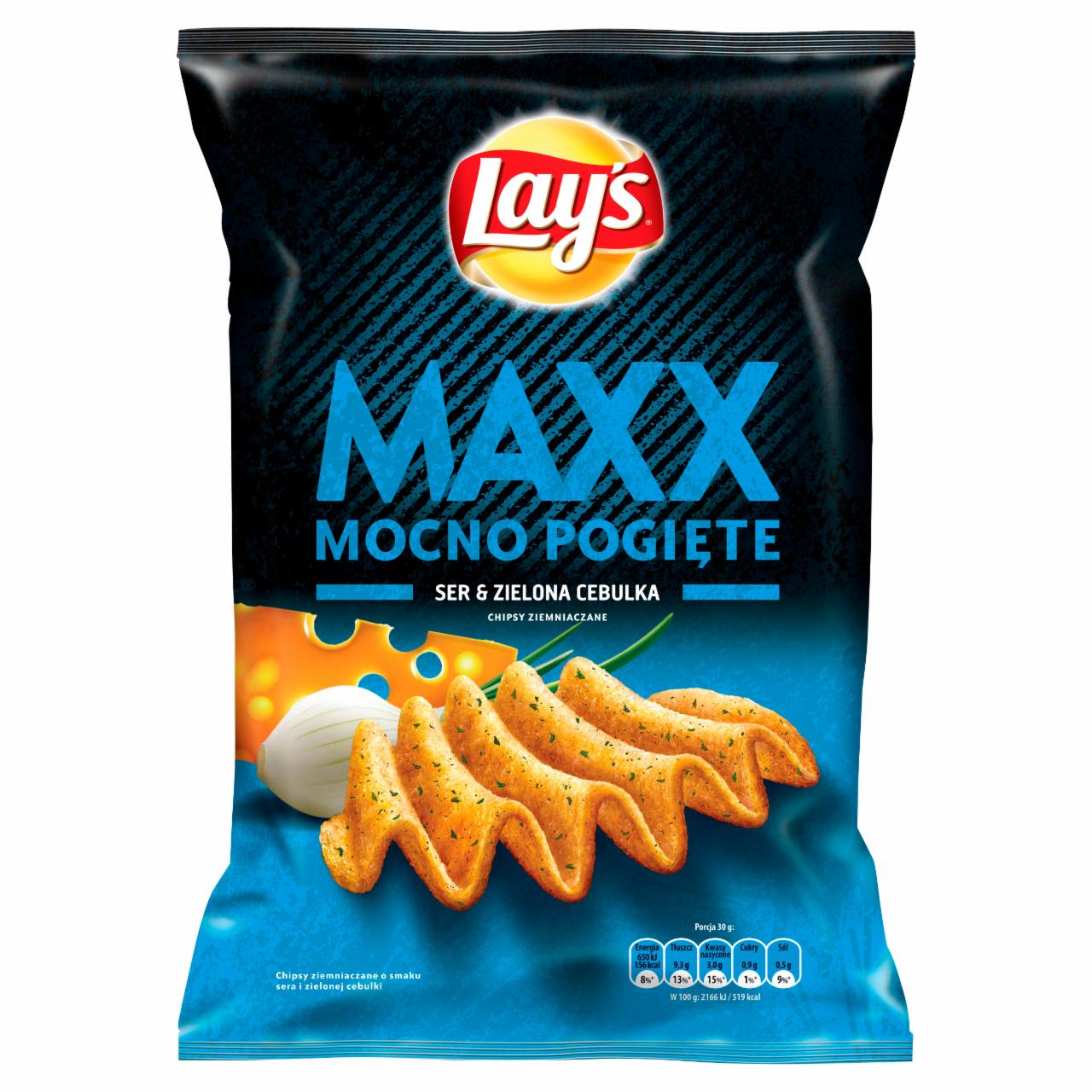 Zdjęcia - Lay's Maxx Mocno Pogięte Ser & Zielona cebulka Chipsy ziemniaczane 140 g