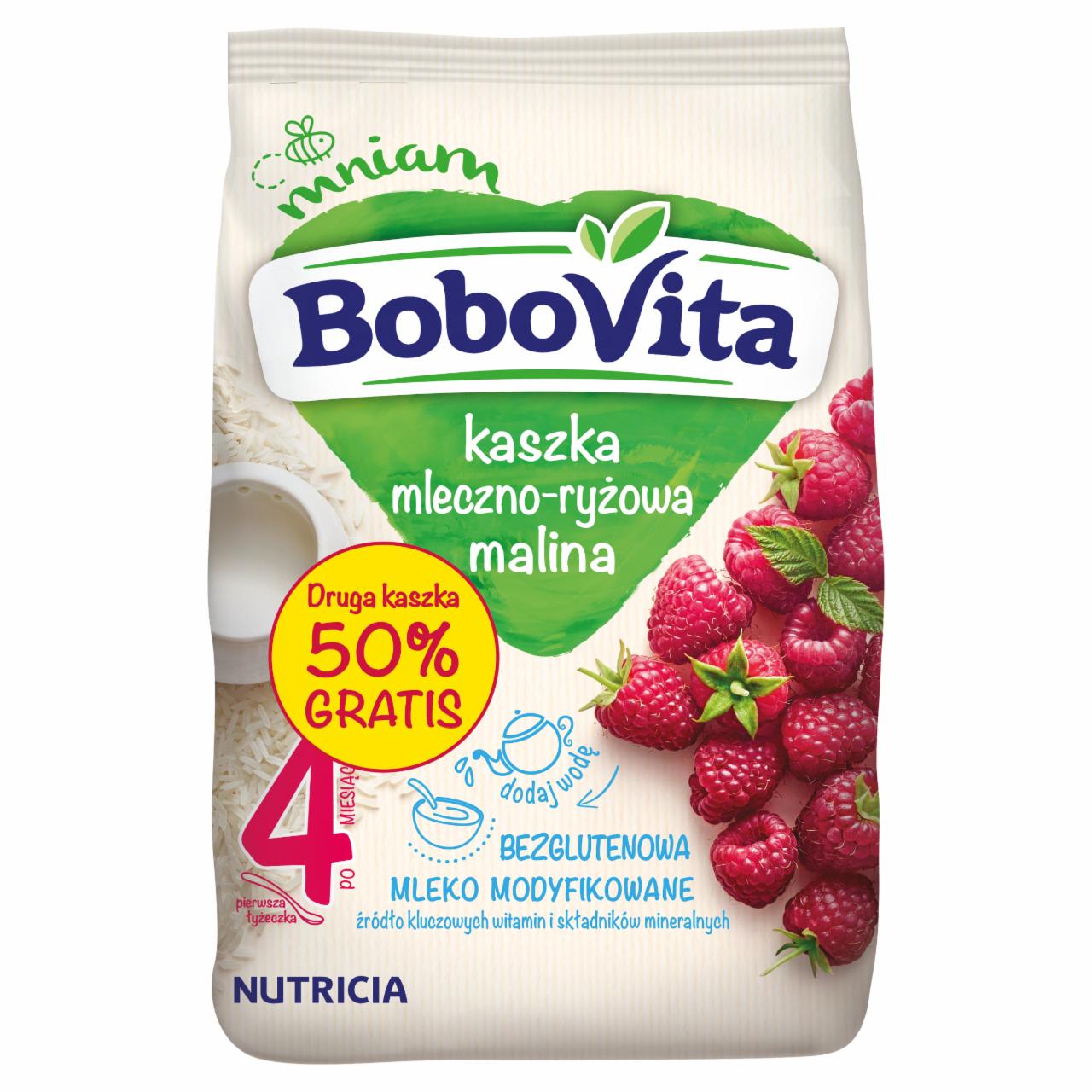 Zdjęcia - BoboVita Kaszka mleczno-ryżowa malina po 4 miesiącu 2 x 230 g