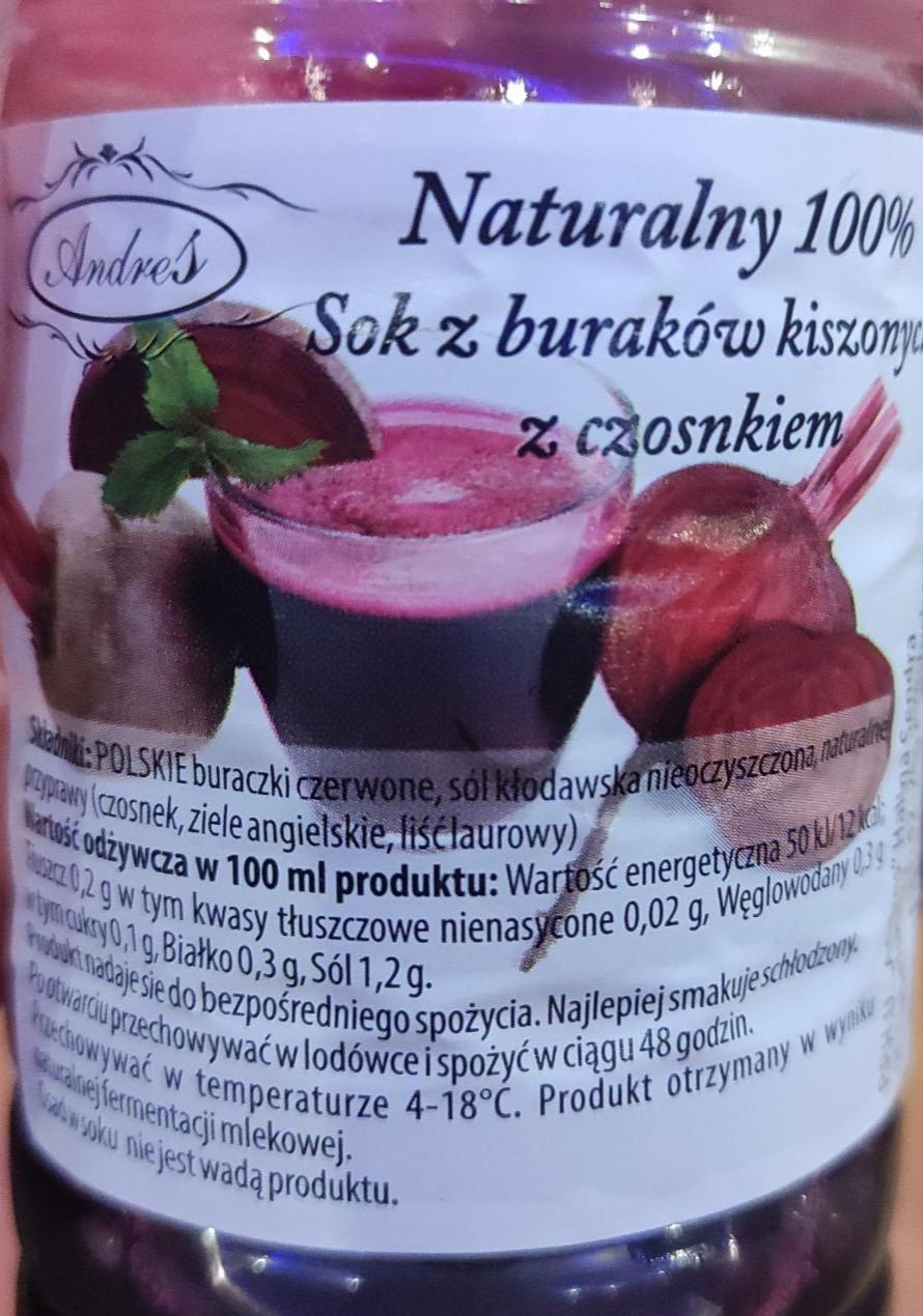 Zdjęcia - Naturalny 100% Sok z buraków kiszonych z czosnkiem Andres