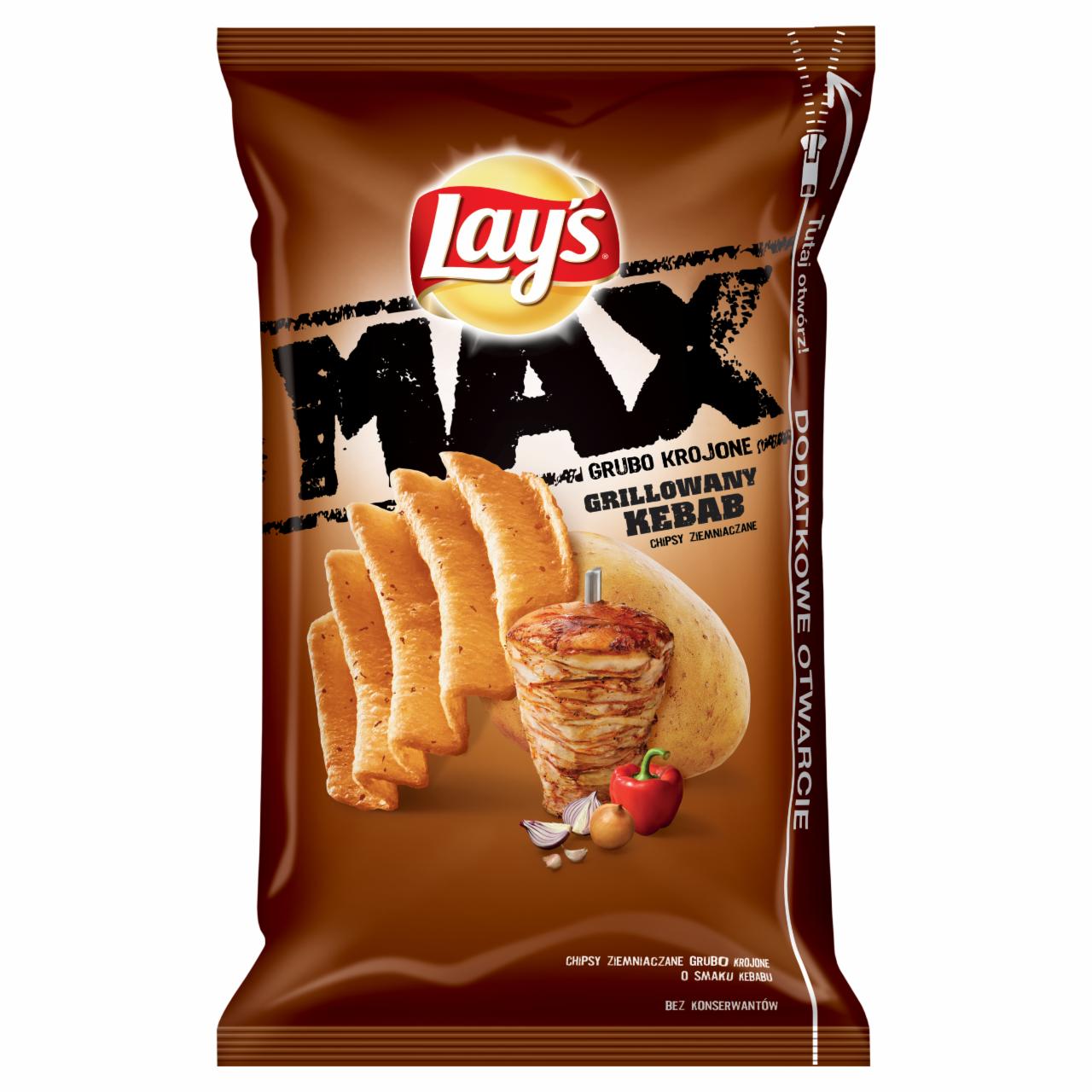 Zdjęcia - Lay's Max Grillowany kebab Grubo krojone chipsy ziemniaczane 140 g