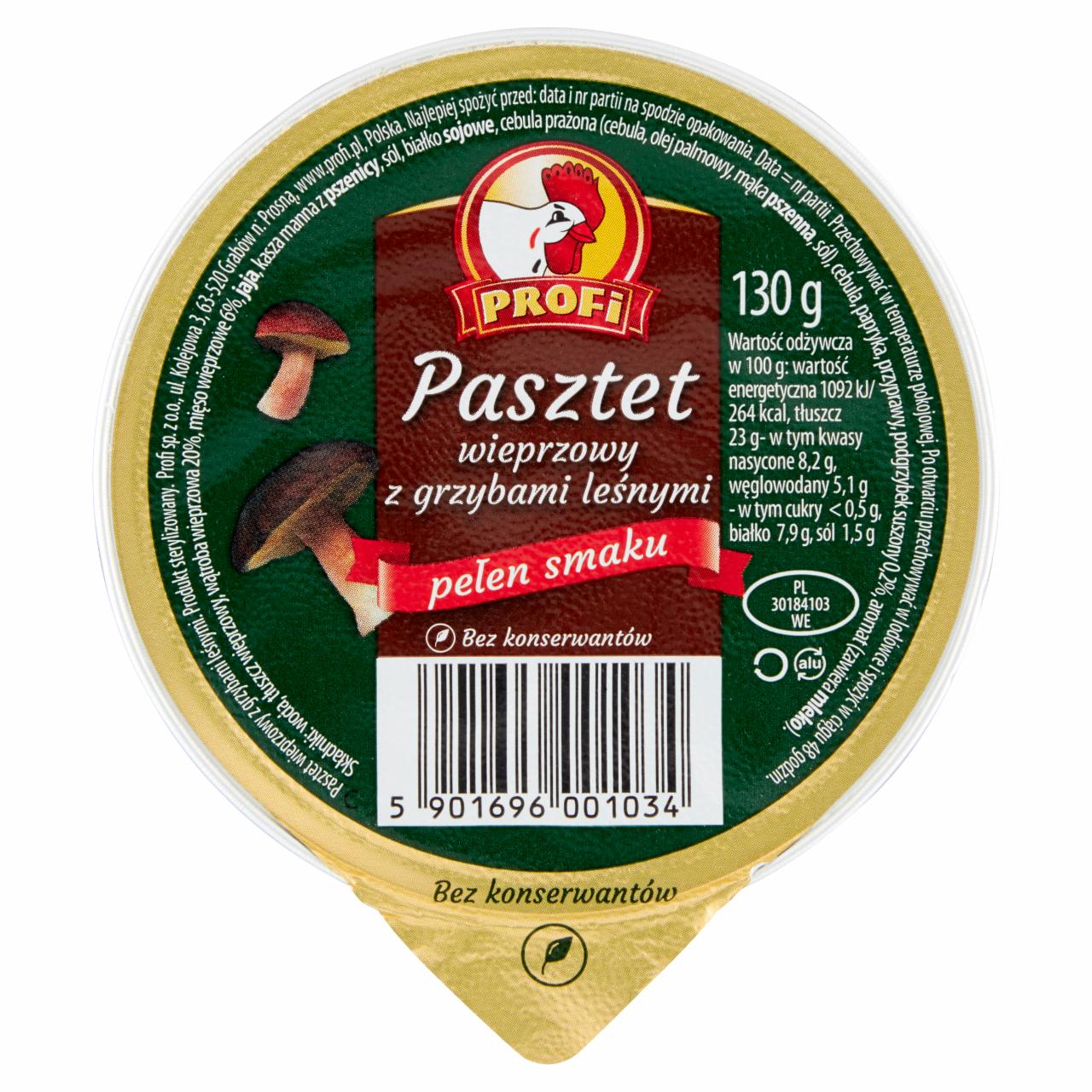 Zdjęcia - Profi Pasztet wieprzowy z grzybami leśnymi 130 g