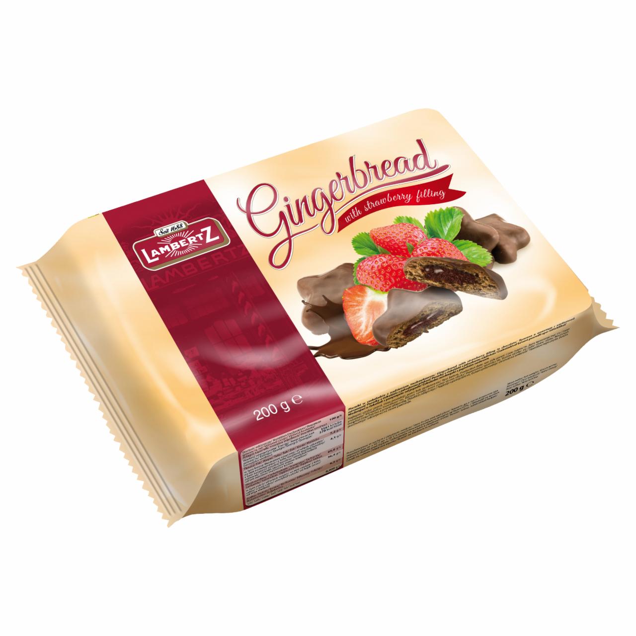 Zdjęcia - Lambertz Pierniki w czekoladzie z nadzieniem truskawkowym 250 g