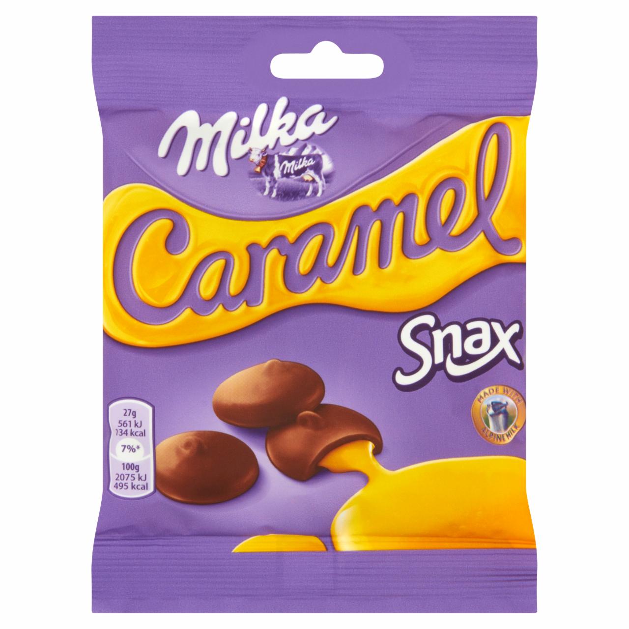 Zdjęcia - Milka Caramel Snax Krążki z czekolady mlecznej z nadzieniem karmelowym 60 g