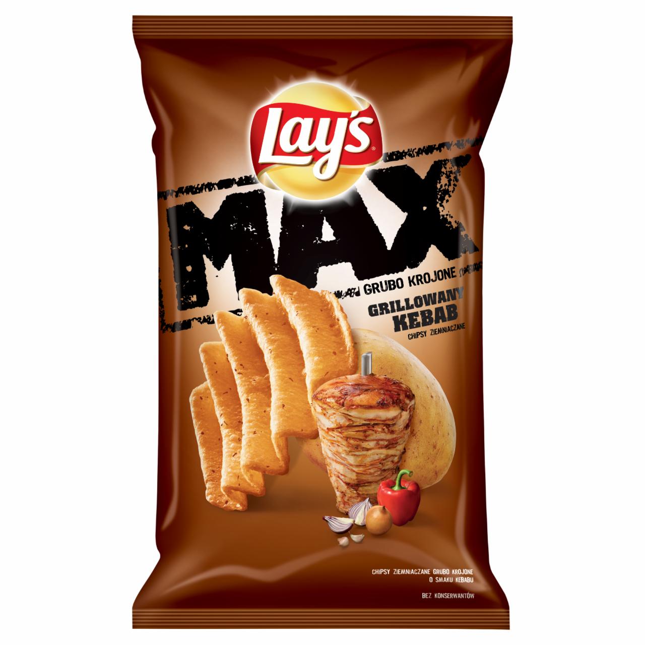 Zdjęcia - Lay's Max Grillowany kebab Grubo krojone chipsy ziemniaczane 210 g