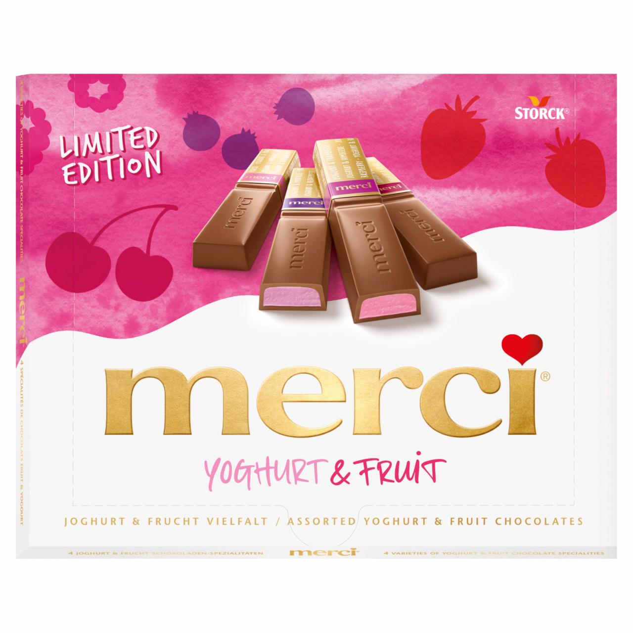 Zdjęcia - merci Yoghurt & Fruit 4 rodzaje jogurtowo-owocowych specjałów czekoladowych 250 g