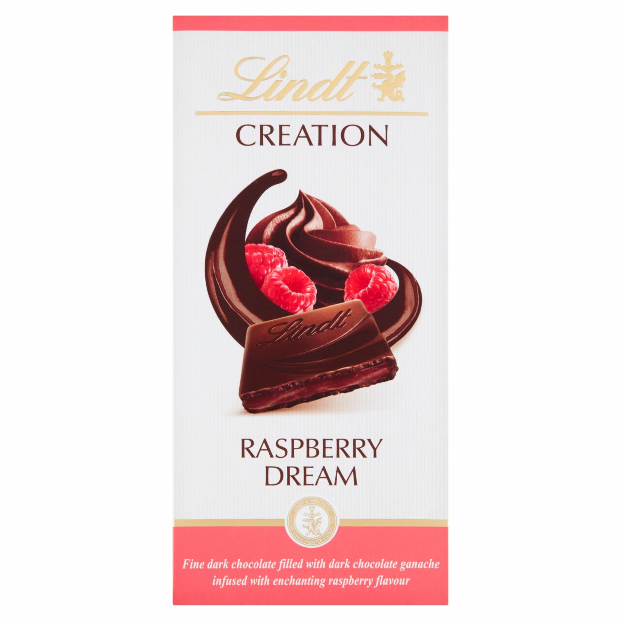 Zdjęcia - Lindt Creation Czekolada deserowa nadziewana kremem z czekoladą deserową i sokiem malinowym 150 g