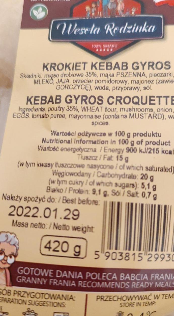 Zdjęcia - Krokiet Kebab Gyros wesoła rodzinka