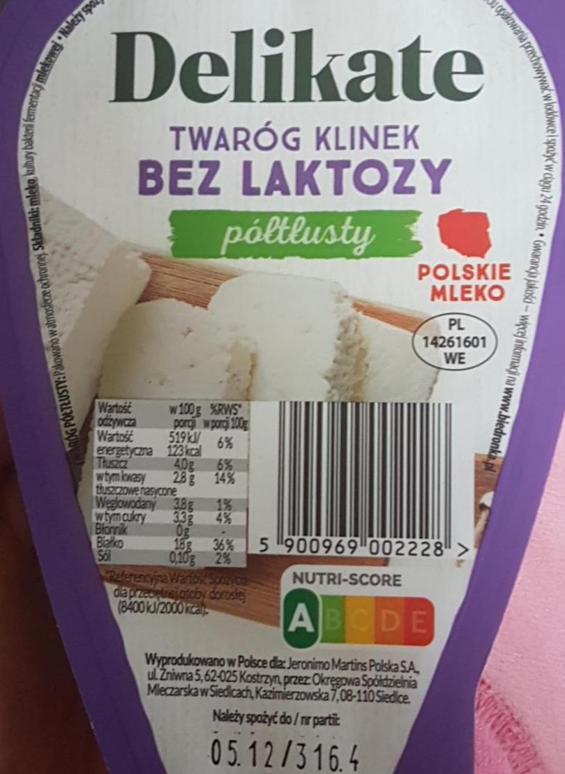 Zdjęcia - Twaróg klinek bez laktozy półtłusty Delikate