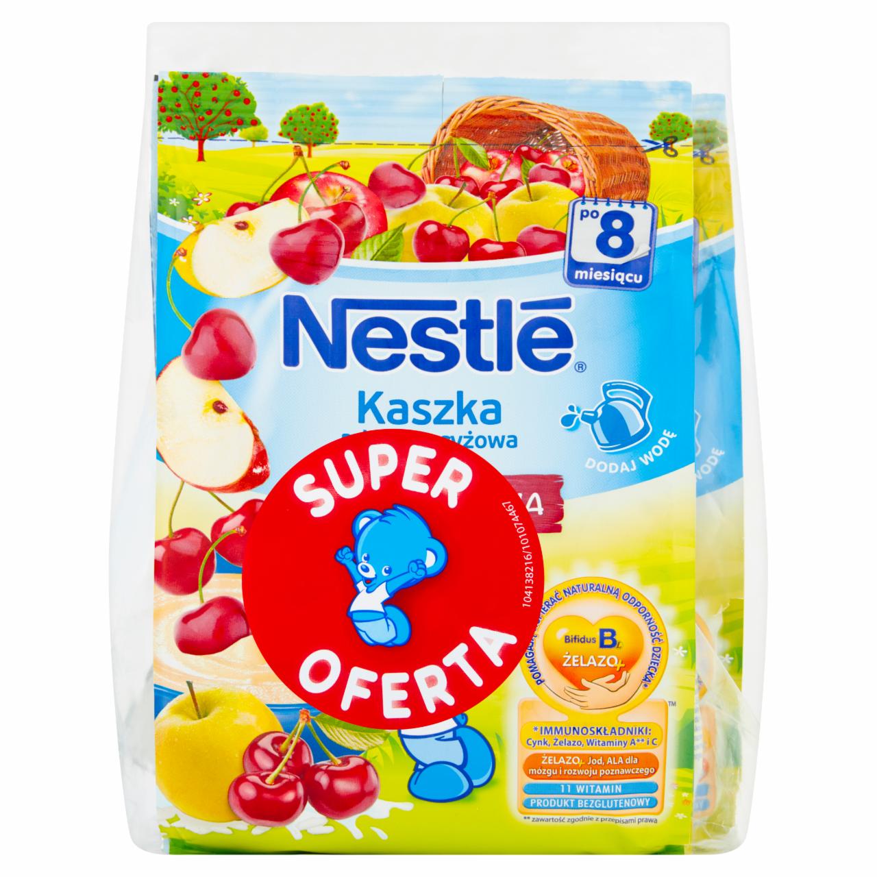 Zdjęcia - Nestlé Kaszka mleczno-ryżowa jabłko-wiśnia po 8 miesiącu 460 g (2 x 230 g)