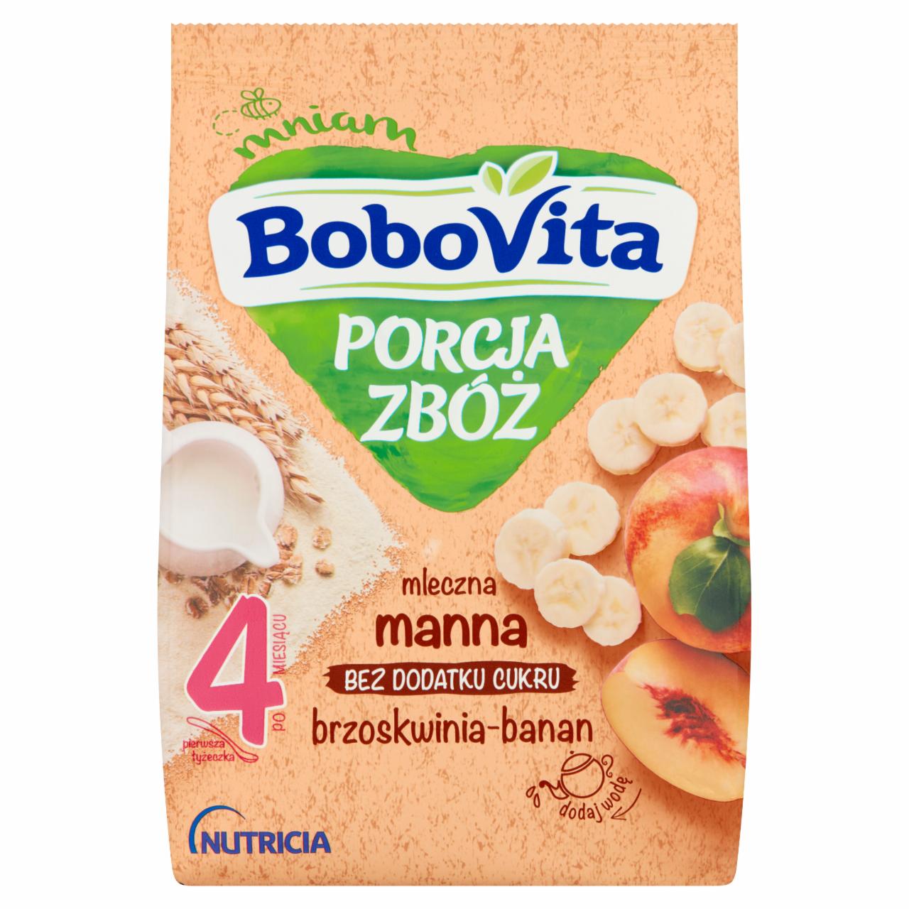 Zdjęcia - BoboVita Porcja zbóż Kaszka mleczna manna brzoskwinia-banan po 4 miesiącu 210 g