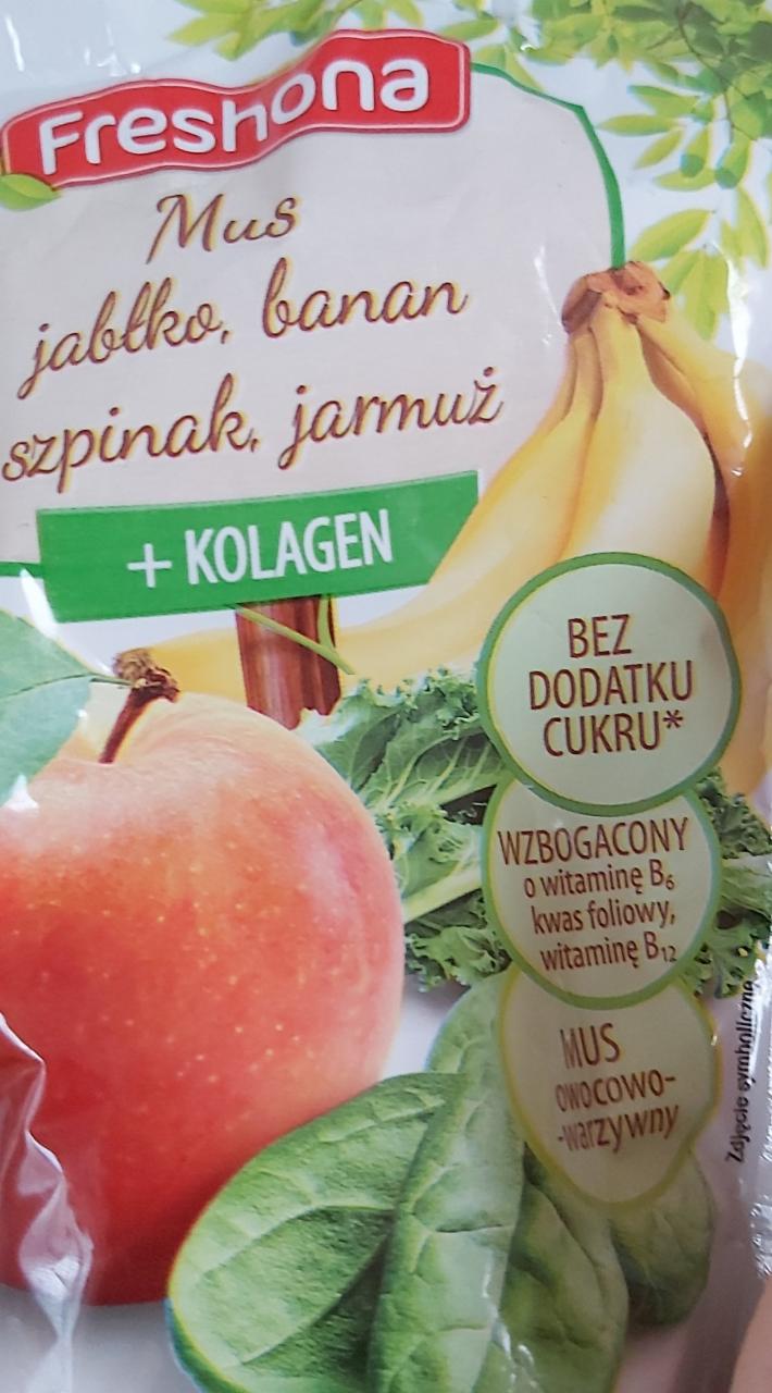 Zdjęcia - freshona mus jabłko banan szpinak jarmuż Freshona