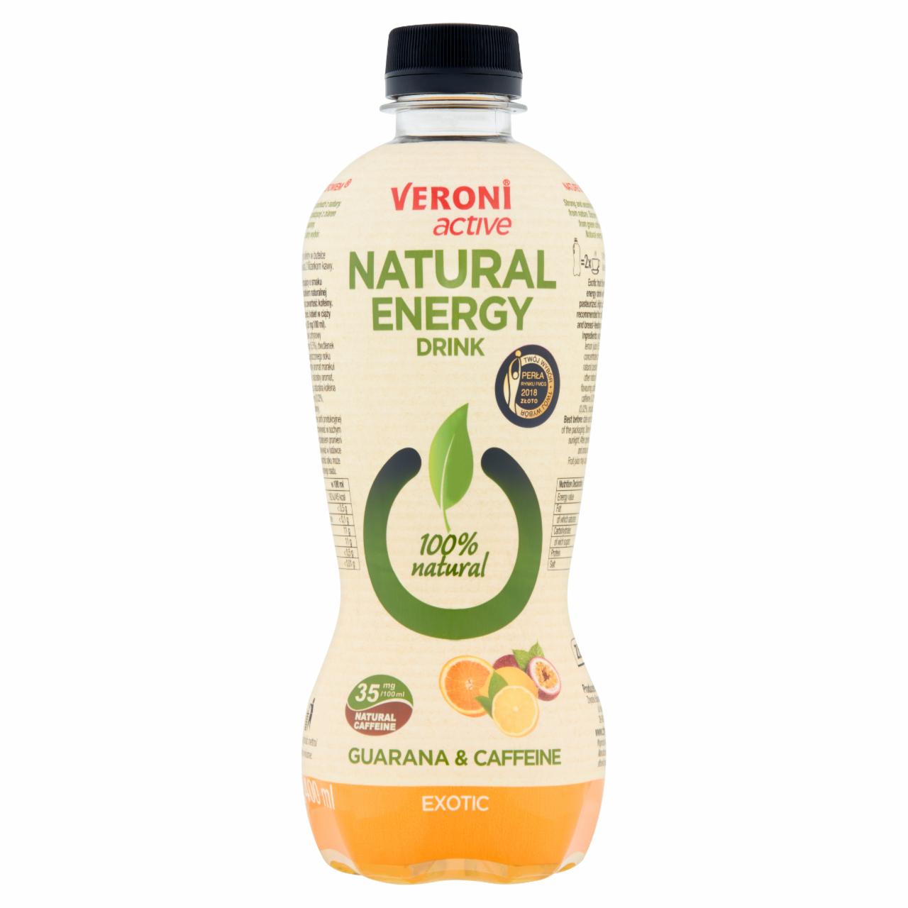 Zdjęcia - Veroni Active Natural Energy Drink Napój gazowany energetyzujący exotic 400 ml