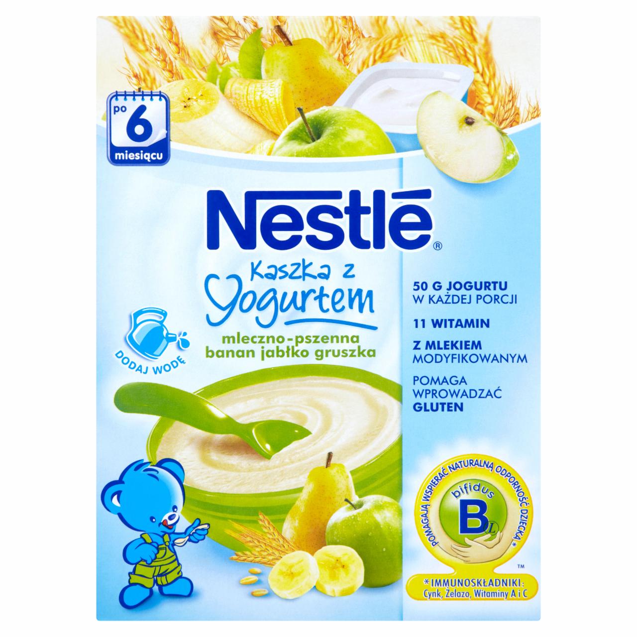 Zdjęcia - Nestlé Kaszka z jogurtem mleczno-pszenna banan jabłko gruszka po 6 miesiącu 250 g