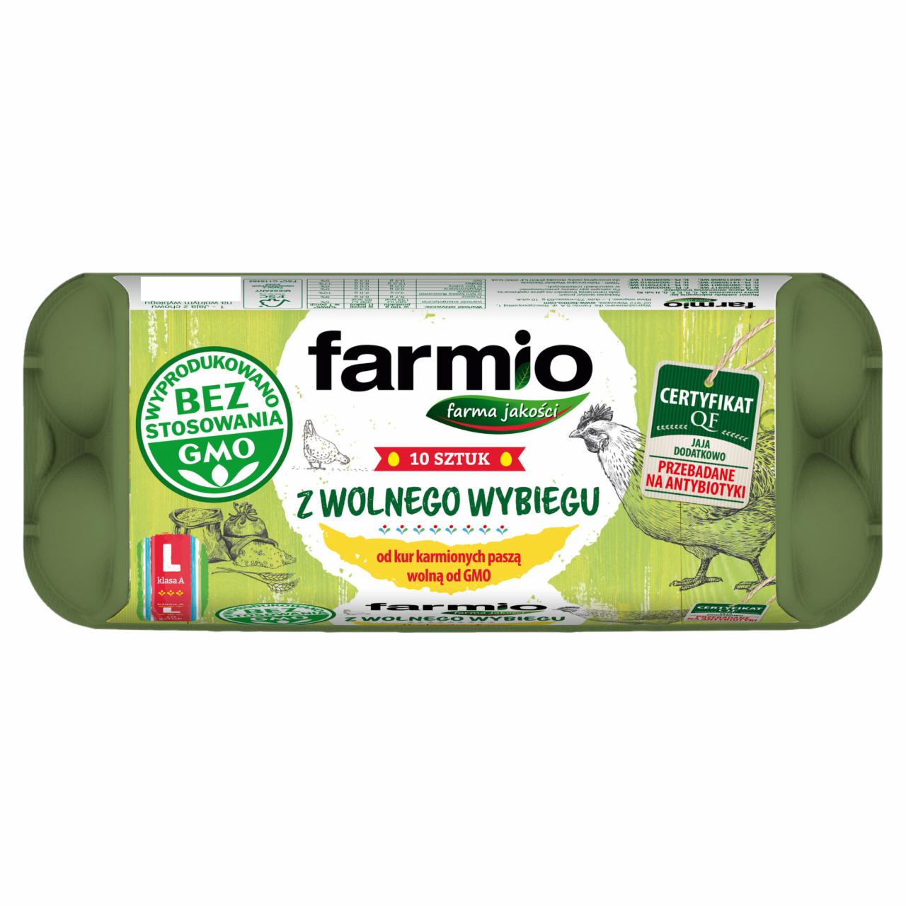 Zdjęcia - Farmio Jaja z wolnego wybiegu od kur karmionych paszą wolną od GMO L 10 sztuk