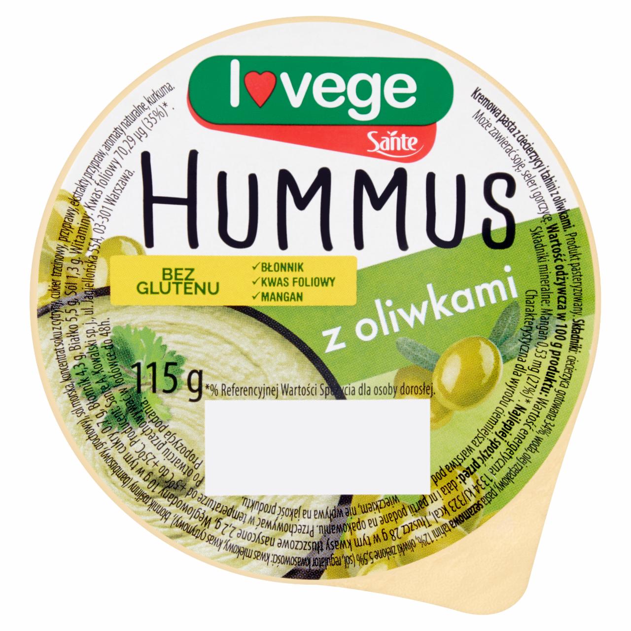 Zdjęcia - Sante Hummus z oliwkami 115 g