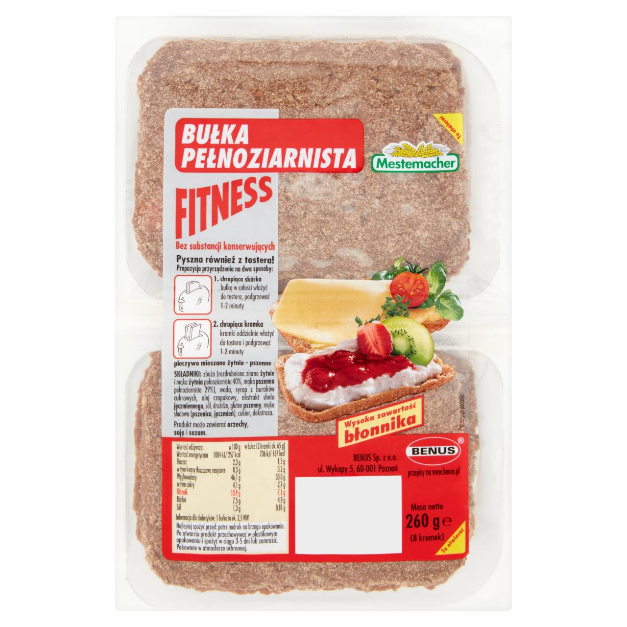 Zdjęcia - Mestemacher Bułka pełnoziarnista fitness 260 g (8 kromek)