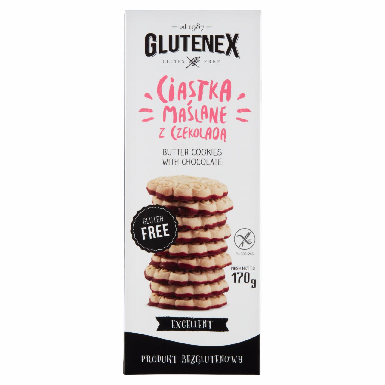 Zdjęcia - Glutenex Ciastka maślane z czekoladą 170 g