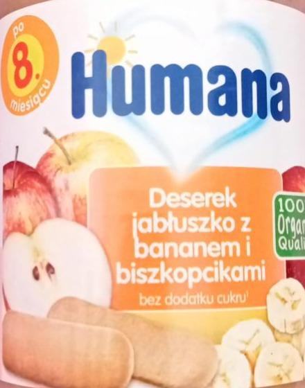 Zdjęcia - Humana 100 % Organic Deserek jabłuszko z bananem i biszkopcikami po 8. miesiącu 190 g