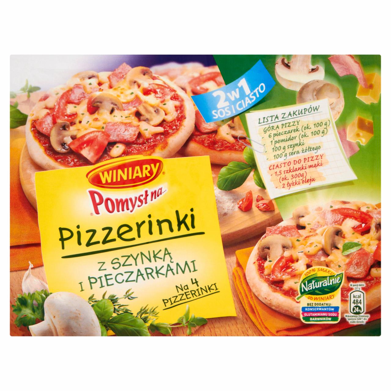 Zdjęcia - Winiary Pomysł na... Pizzerinki z szynką i pieczarkami 50 g