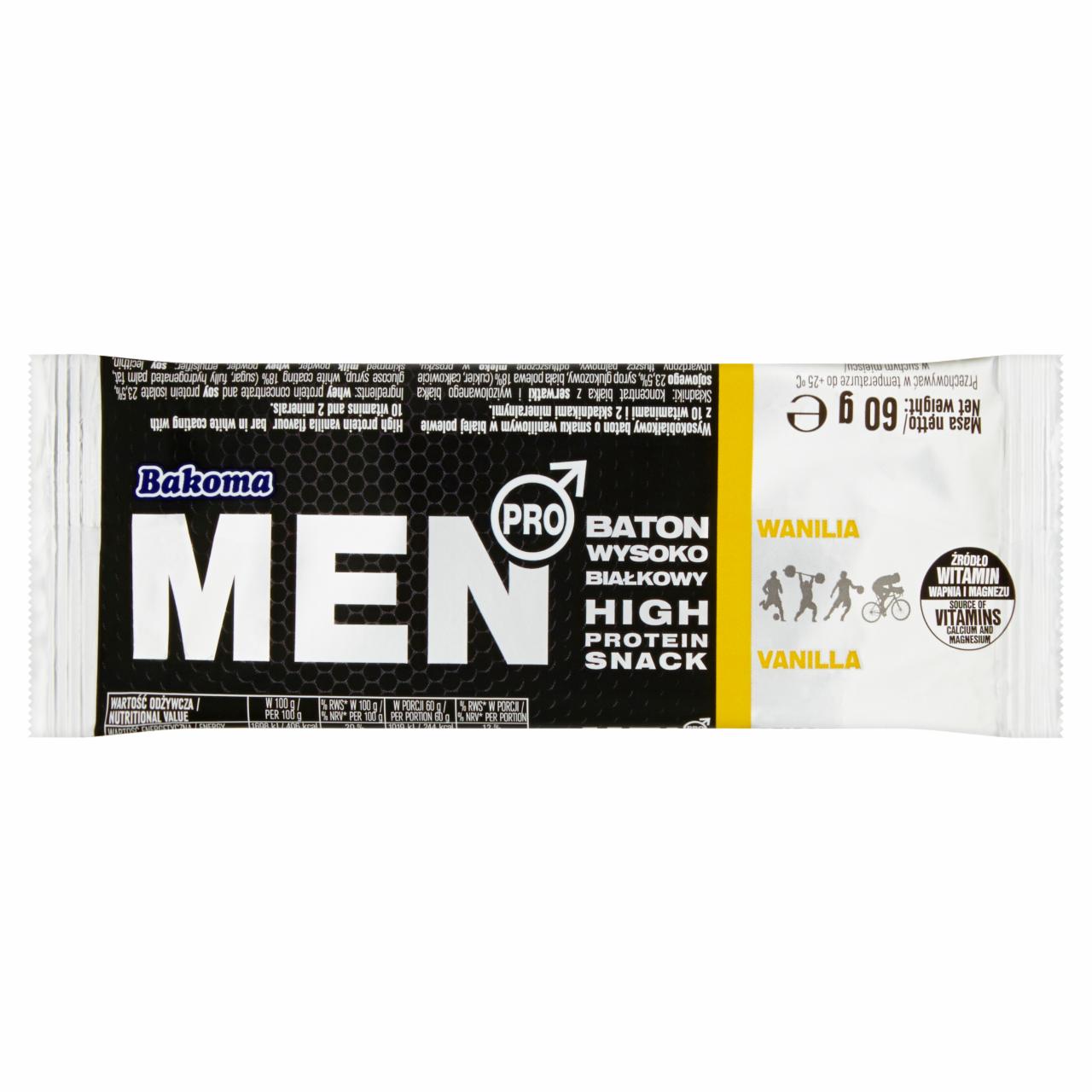 Zdjęcia - Bakoma Men Baton wysokobiałkowy wanilia 50 g