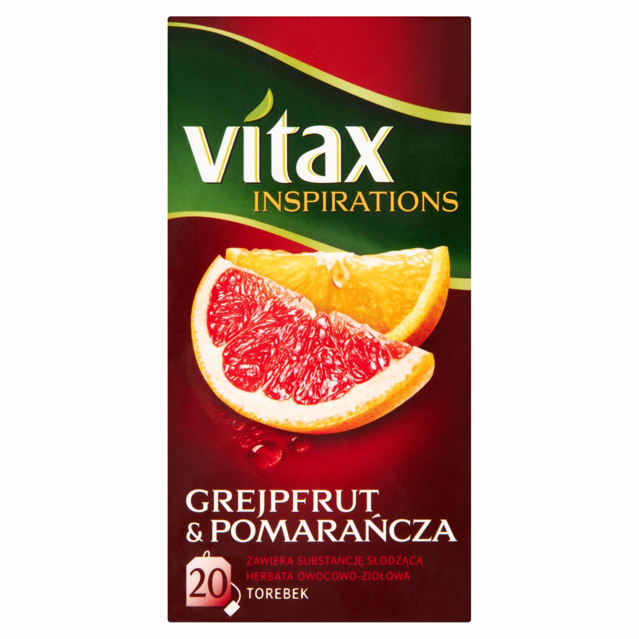 Zdjęcia - Vitax Inspiracje Herbatka owocowo-ziołowa aromatyzowana grejpfrut & pomarańcza 40 g (20 x 2 g)