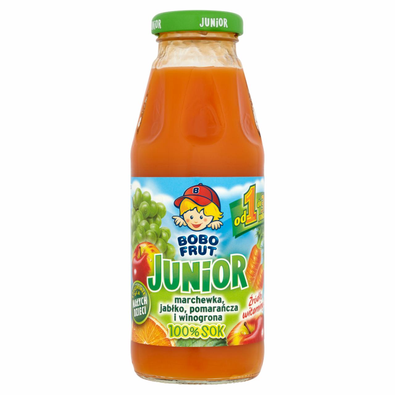 Zdjęcia - Bobo Frut Junior 100% Sok marchewka jabłko pomarańcza i winogrona od 1 do 3 roku 300 ml