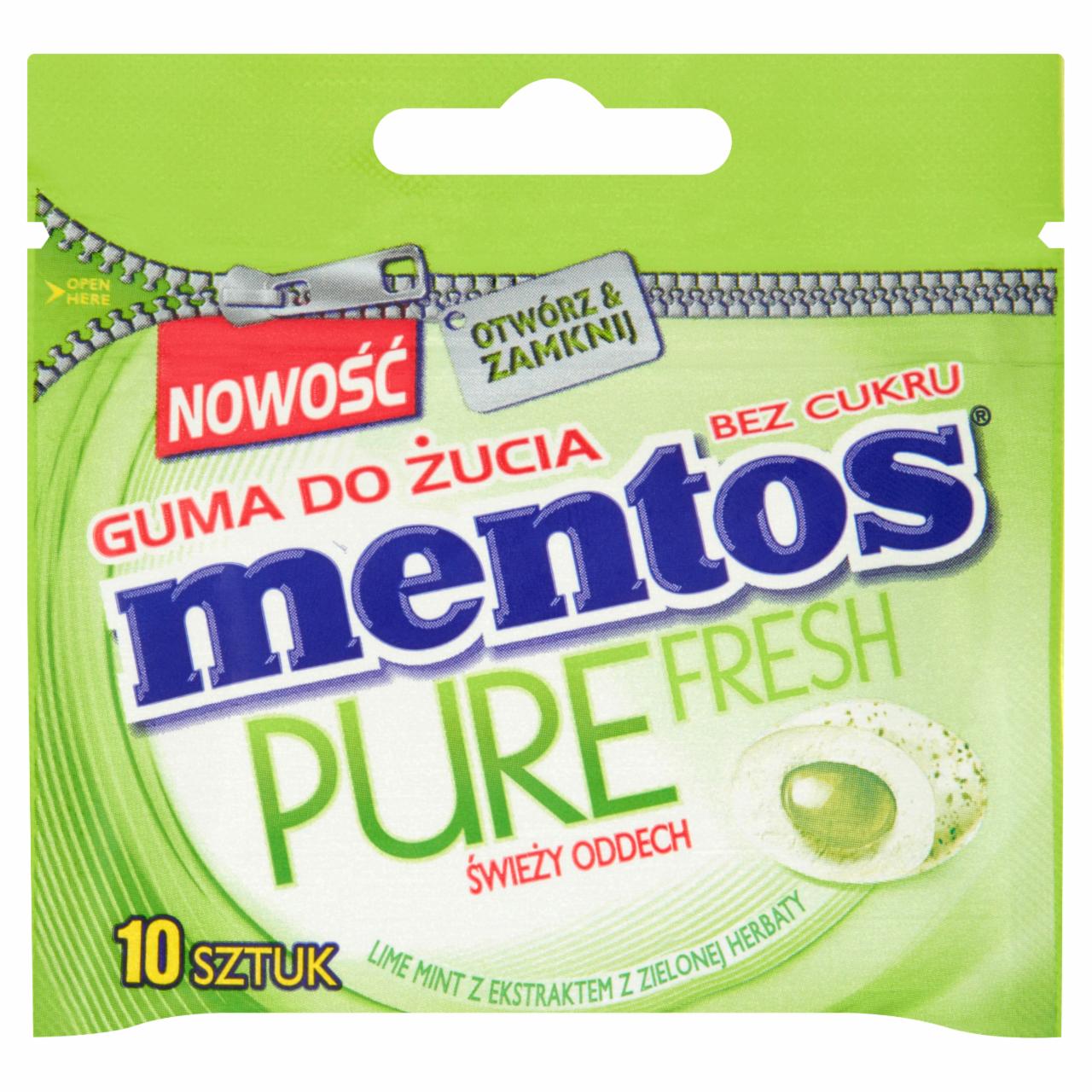 Zdjęcia - Mentos Pure Fresh Mięta z Limonką Guma do żucia bez cukru 15 g (10 sztuk)